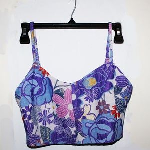 Colorful Floral Brocade Crop Top